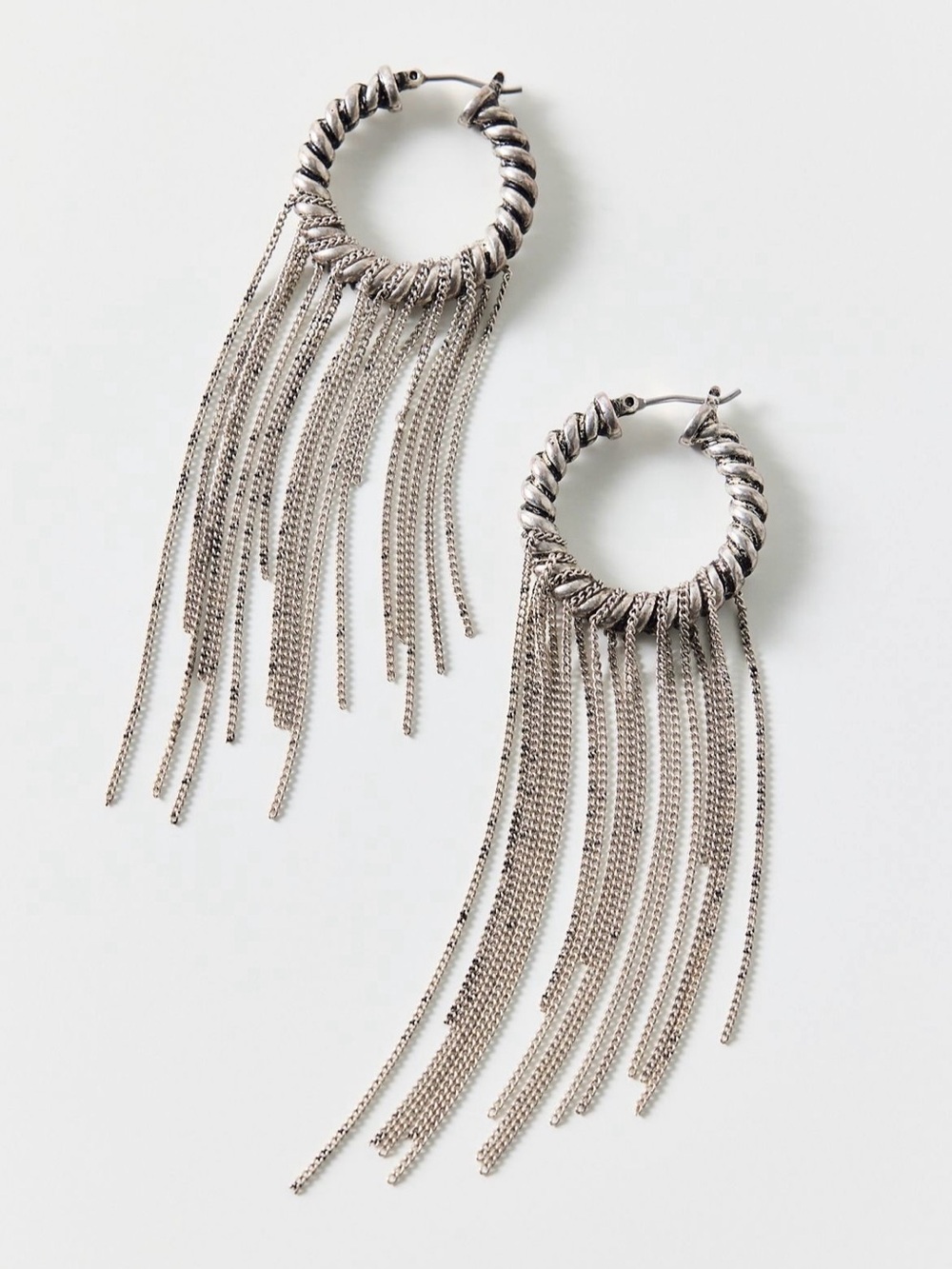 Twisted Fringe Hoop Earrings
